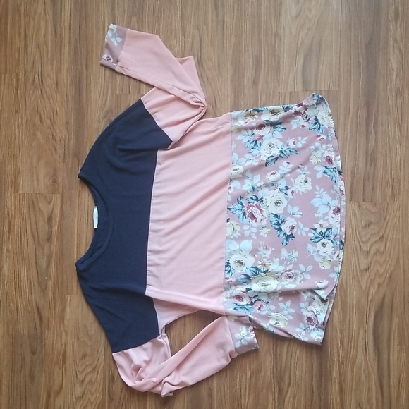 Tops - Floral Color Block top